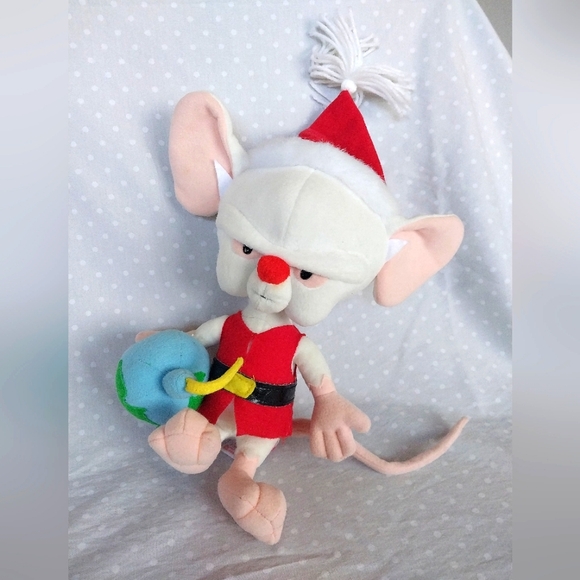 1995 Dakin The Brain from Pinky & the Brain Christmas Santa Plush - Picture 1 of 7